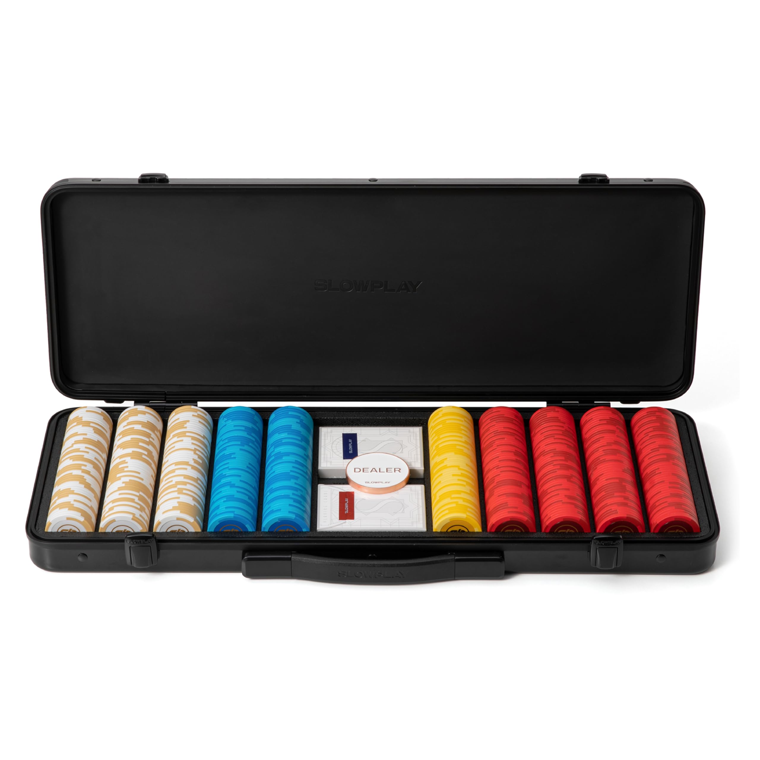 SLOWPLAY Godel 14g Clay Poker Chips Set for Texas Hold’em, 500 PCS [Blank Chips] Features a High-end Chip case with Extra Durable German Polycarbonate Shell, for Poker Players — image 1