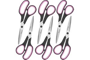 Scissors Bulk, Rkqoa 8" Scissors All Purpose 6 Pack Set- Comfort-Grip Sharp Shears for Office School Sewing Craft, Back to School Supplies, Classroom Must have, Teacher/Class Everyday use
