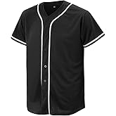 CUTHBERT Solid Baseball Jersey Shirt for Men and Women, Plain Casual Short Sleeves Button Down T-Shirt