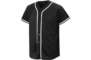 CUTHBERT Solid Baseball Jersey Shirt for Men and Women, Plain Casual Short Sleeves Button Down T-Shirt