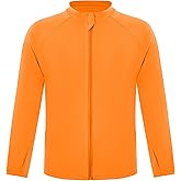 RIKUAOU Boys UPF 50+ Rash Guard Swim Shirt, Kids Long Sleeve Sun Protection UV Zip Up Shirts Quick Dry for Water Beach