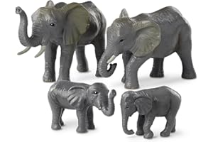 Terra by Battat – 4 Pieces African Elephant Toys Family Set – Realistic Plastic Safari Animals Figures – Animal Toys for Kids 3+ Years – Elephant Gifts & Baby Shower Decorations