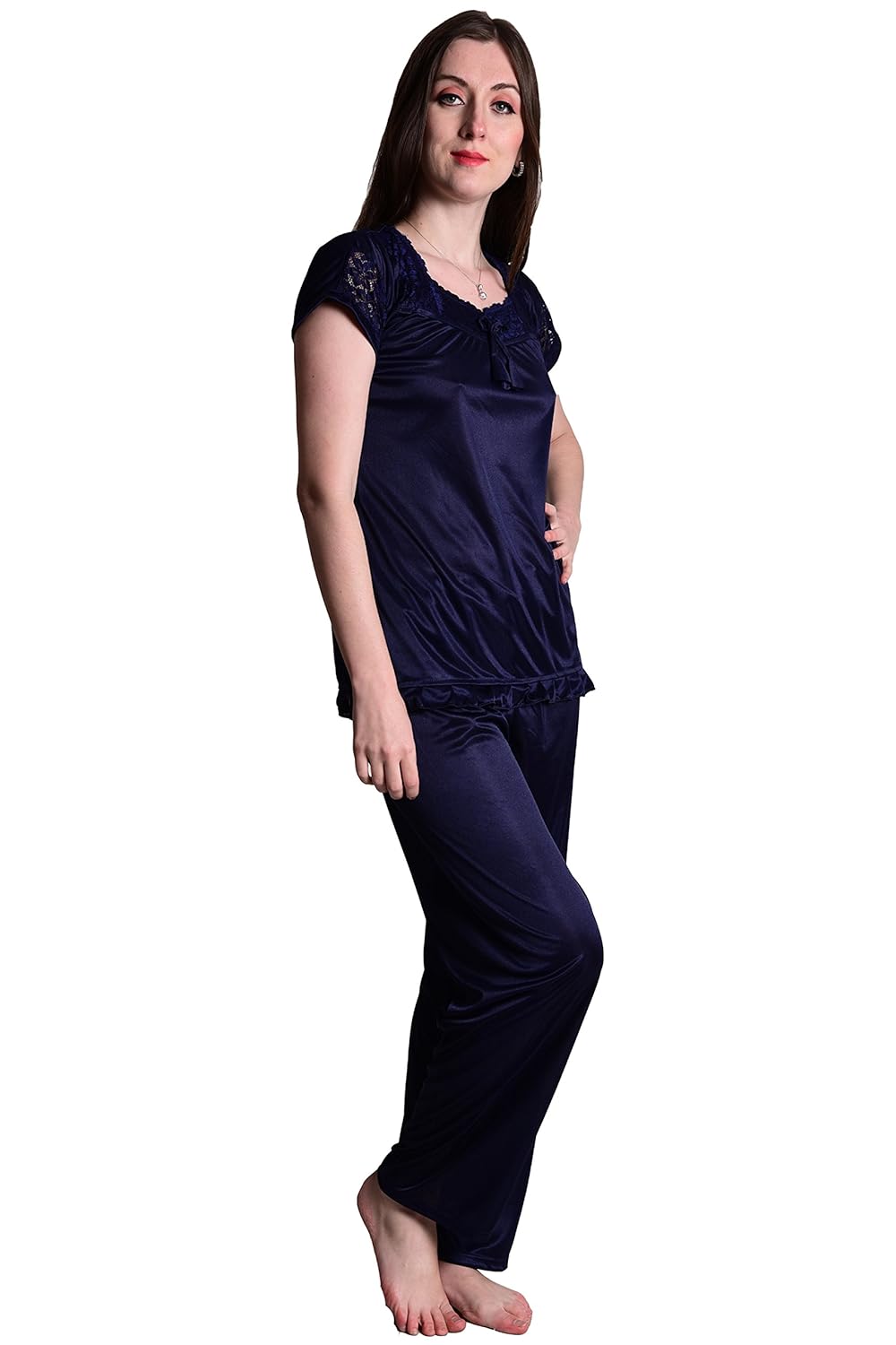 senslife solid satin nightwear sleepwear combo set of nightsuit (pack of 2)