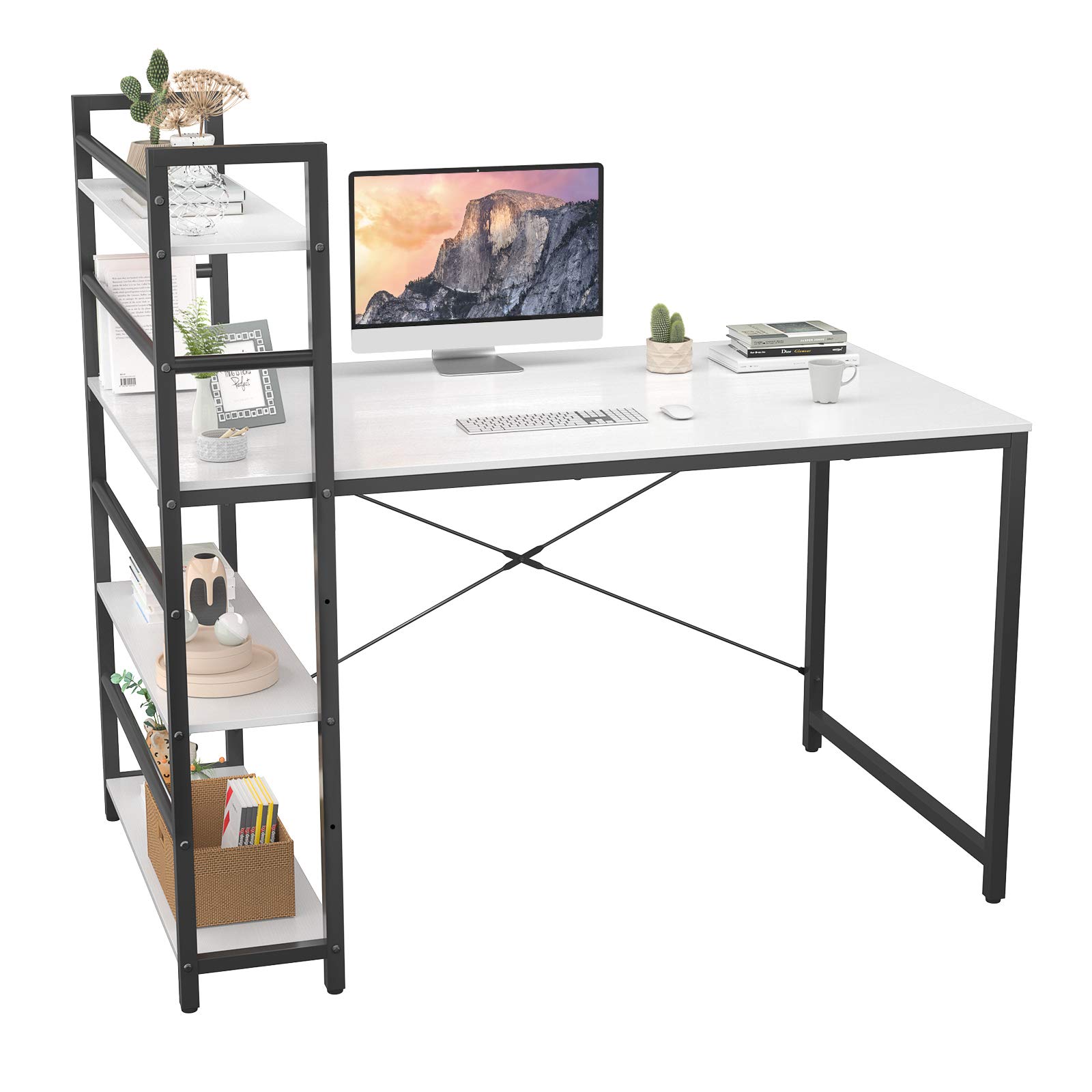 Buy Topfurny Computer Desk with Shelves, 47 inch Modern Writing Study