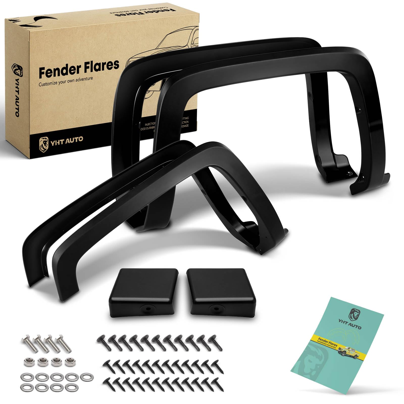 CHEDA Fender Flares For Chevy Silverado 1500/2500/3500 (2014-2019) - Textured Black, Front & Rear