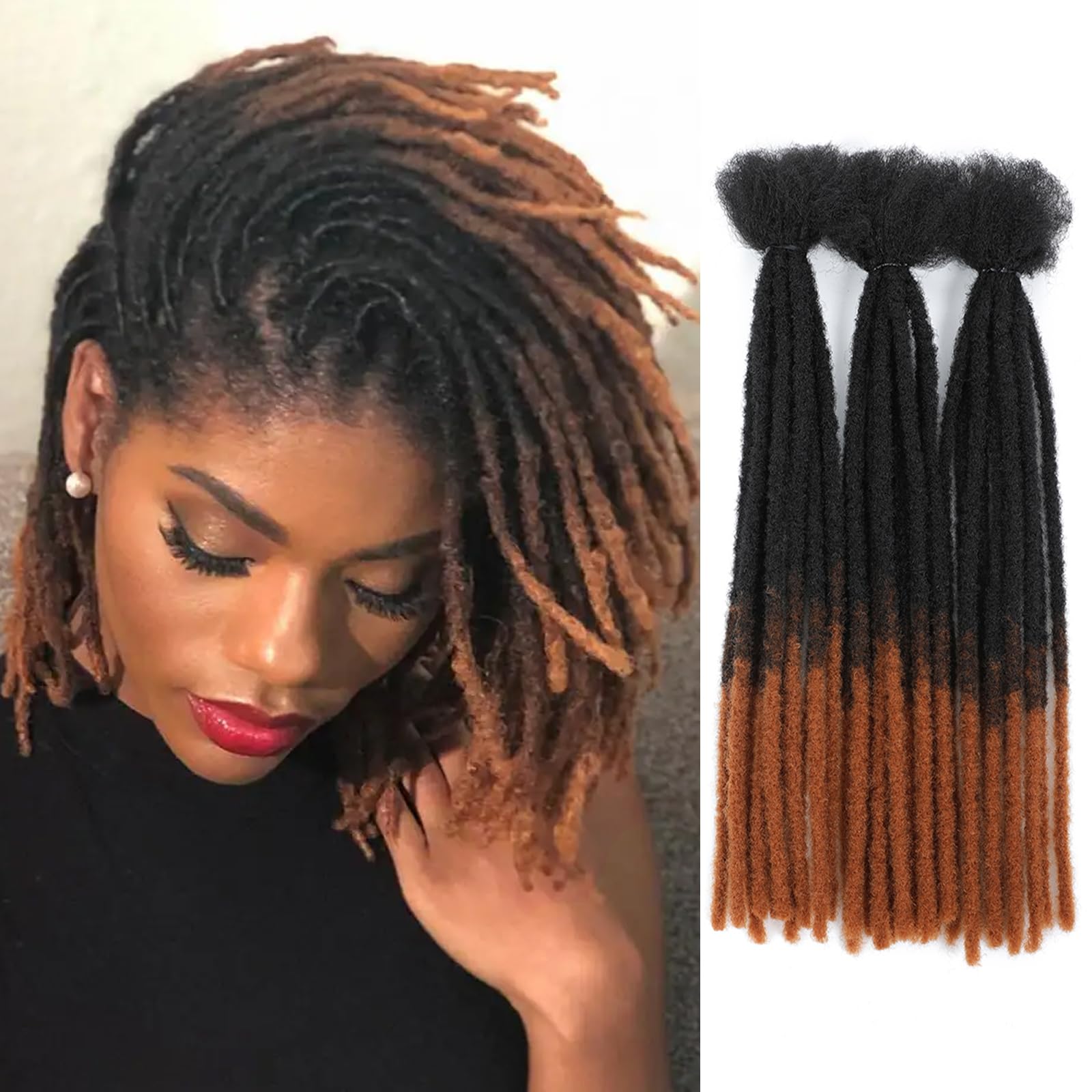 DXdixiu Dreadlock Extensions Synthetic Hair 30 Strands 100% Full Handmade Permanent Loc Extension Hair for Women/Men/Kids Daily Wear & Parties (T30, 12inch) — image 1