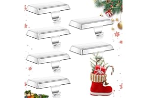 HOMJOY 6 Pack Metal Christmas Stocking Holders for Mantle Heavy Duty Stocking Hangers Stocking Hook Christmas Ornaments for Counter Tables Window Fireplace Mantle Decoration (Silver)