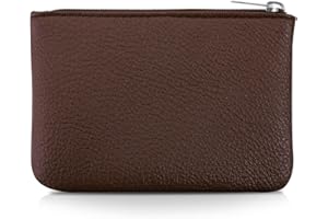 simarro Coin Purse, Vegan Leather Lychee Pattern Zipper Change Purse Portable Coin Wallet Mini Change Holder Coin Pocket for Women Credit Card Folded Bills ID Key Headset Lipstick (Coffee color)