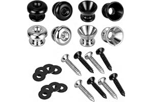 8 Packs Guitar Strap Locks, 4 Trumpet & 4 Mushroom Head Style Buttons with End Pins & Washers for Electric Instrument Bass Ac