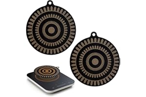 ANGADONA Thermochromic Silicone Induction Cooktop Protect Mat, Silicone mat for Induction Cooktop,Induction Cooktop protective cover 2 pcs (9.5inches)