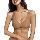 Aubrasen Deep V Wireless Seamless Push Up Bras for Women - Comfort Bralette for Everyday Wear