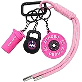 ACOSIY Pink Gym Fitness Keychains, Cute Kettle Bell Gym Bag Charms Accessories, Gift for Women, Men Bodybuilding