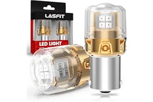 LASFIT L2 1156 LED Bulbs Red Brake Light Bulb Tail Lights, Upgrade 500% Super Bright 1141 7506 BA15S P21W 1073 LED Lamps with Projector Lens Replacement 3rd Brake Rear Turn Signal Stop Lights, 2pcs