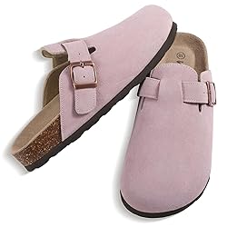 KIDMI Women's Genuine Suede Clogs Cork Footbed