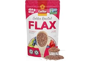 CANMAR FOODS CanMar Golden Roasted Whole Flax Seeds 16 oz (1 lb), Non-GMO, Gluten Free & Vegan, Flaxseed with Omega-3, Fiber, Rich in ALA Fatty Acids and Lignans