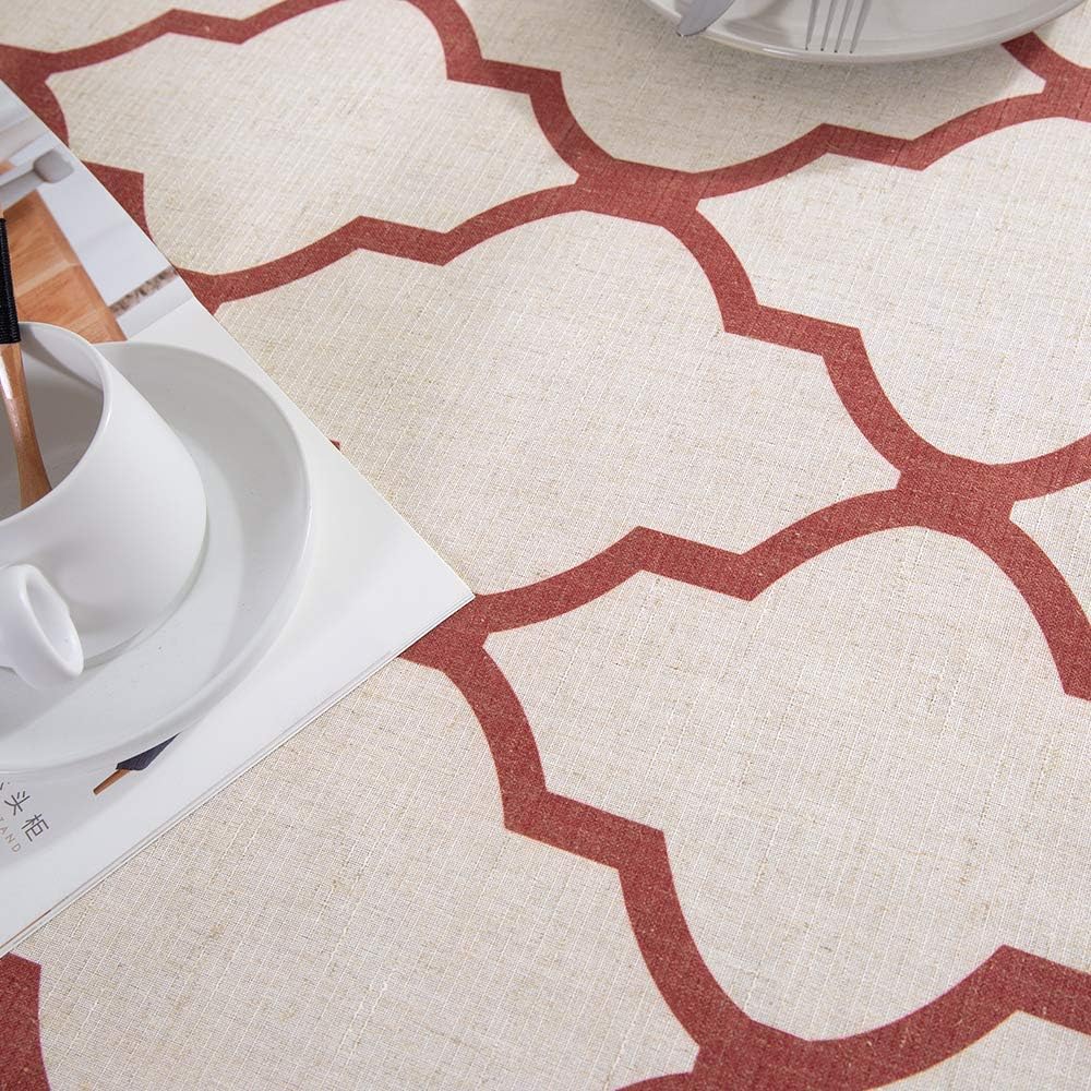 jinchan Moroccan Tile Tablecloth Linen Textured for Kitchen Geometric Trellis Printed Table Cover for Wedding Party Banquet Decoration 1 Panel 72" L Soft Grey: Home & Kitchen