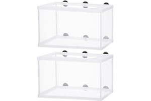 SHAPPY 2 Pieces Fish Tank Breeder Net Mesh Breeder Box Fish Hatchery Isolation Separation Net Plastic Frame Fry Hatchery Incubator Mesh Breeding Box with Suction Cup for Aquarium