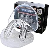 Oral Mart Braces Mouth Guard for Sports (Pure Clear) - Instant Fit (No Boil) Double (Upper & Lower) Mouthguard for Lacrosse, Hockey, Muay Thai, Football, MMA, Rugby, Karate, Boxing (with Case)