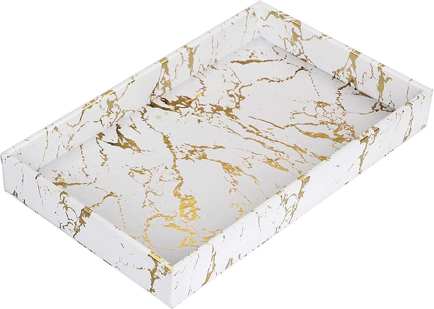 SUMTREE Bandeja organizadora de escritorio de piel sintética para baño