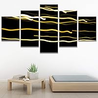 SIGNWIN 5 Panel Canvas Wall Art Modern Art Abstract Closeup Geometric Lights Mixed Media Modern Multicolor for Home Decorations Ready to Hang - 60