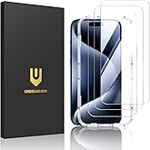 UNBREAKcable Shatterproof Tempered Glass Screen Protector for iPhone 15 Pro Max [3-Pack][Easy Installation Frame] [9H Hardness] [99.99% HD Clear] [Bubble Free] for Apple 6.7”