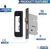 XFORT Matt Black 65mm Mortice Lock Wooden Doors Thumbturn Deadbolt Bathroom view 6