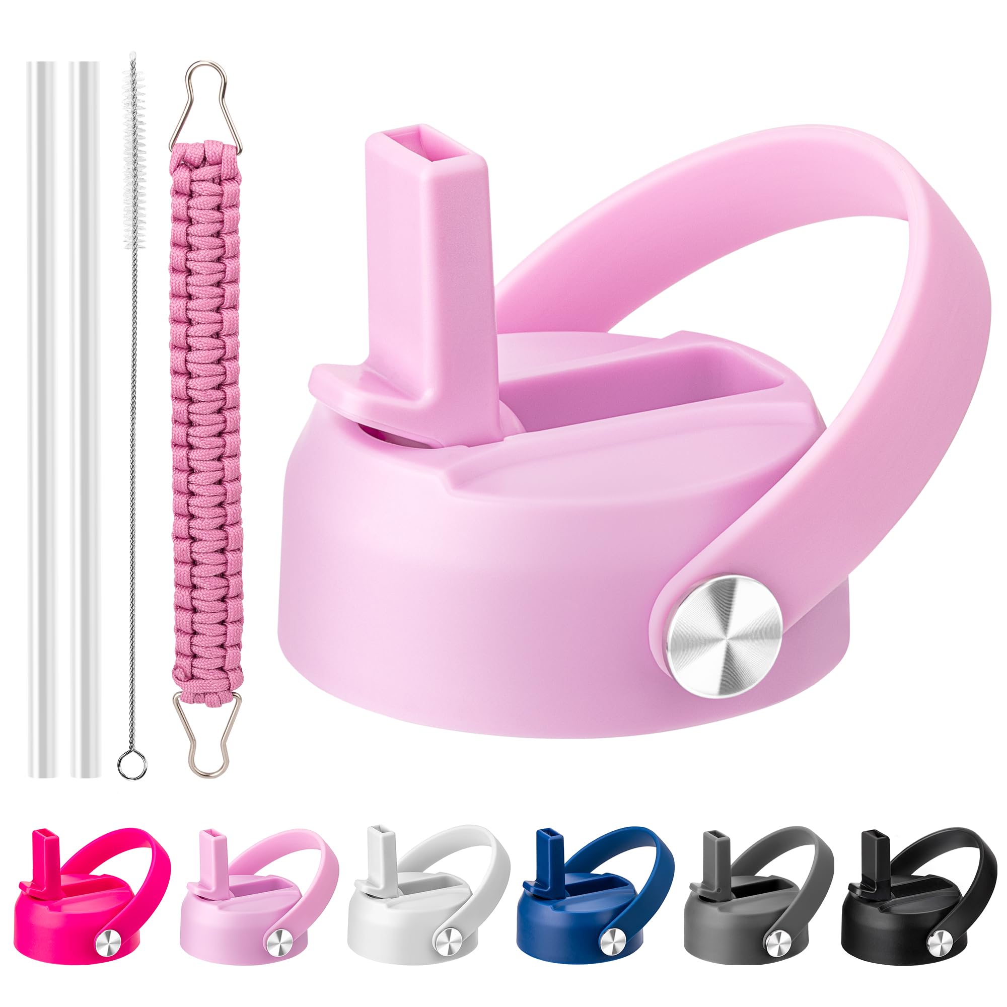 Photo 1 of Prurex Straw Lid for Hydroflask 12 16 18 20 32 40 64 oz,Replacement Lids with Straw for Hydro Flask Wide Mouth Water Bottle,Flex Straw Cap Accessories Top Fits Thermoflask&Iron Flask(Purple Pink)