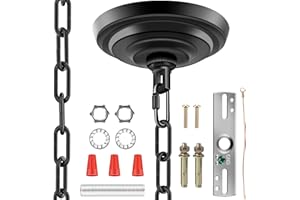 MAYOMAJO 5-5/16 Inch Light Canopy Kit with 6 Feet Hanging Chain, Heavy Duty, Replacement Cover Plate for Chandelier, Pendant Light, Swag Light, Flower Basket or DIY Projects (Black)
