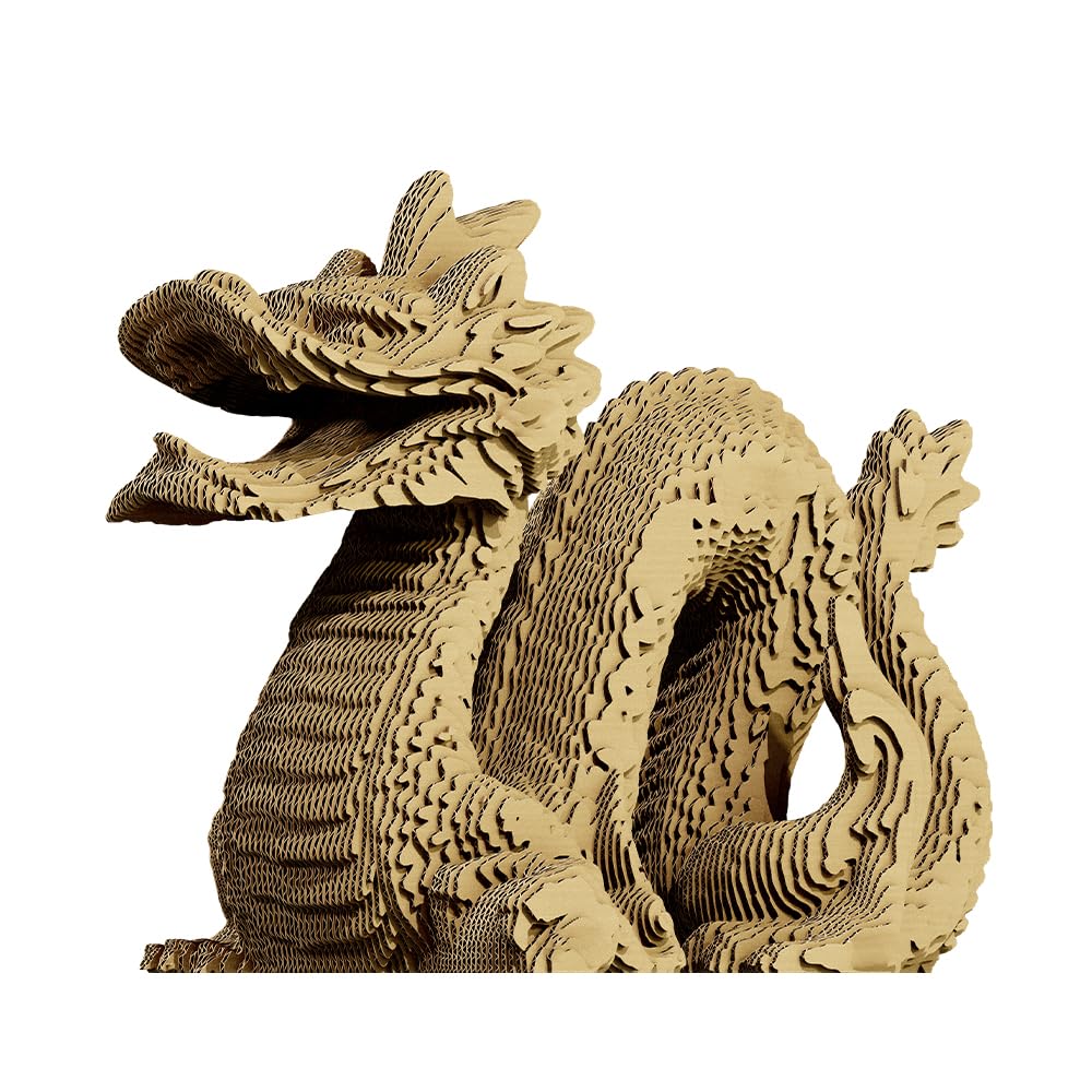 CARTONIC - Dragon: A captivating 3D assembly puzzle - Cardboard transforms into an Embossed Dragon Figure - 66 pieces, 1 set, 1 item, 1 package, 66 contents, 1 unit, Age 15+