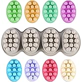 Silicone Soap Mold, 4 Cavity Oval Massage Soap Mould Cookie Chocolate Cake Mold Tray for DIY Homemade Craft (Gray)
