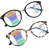 SOPHILY Round Bifocal Progressive Multifocal Reading Glasses for Women Men Fashion Multifocus Readers Anti Blue Light