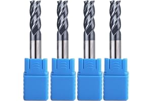 Carbide Square Nose End Mills - 4 Flute 45° Micro Tungsten Steel Grain Carbide End Mill Cutter Drill Bits for Alloy Stainless