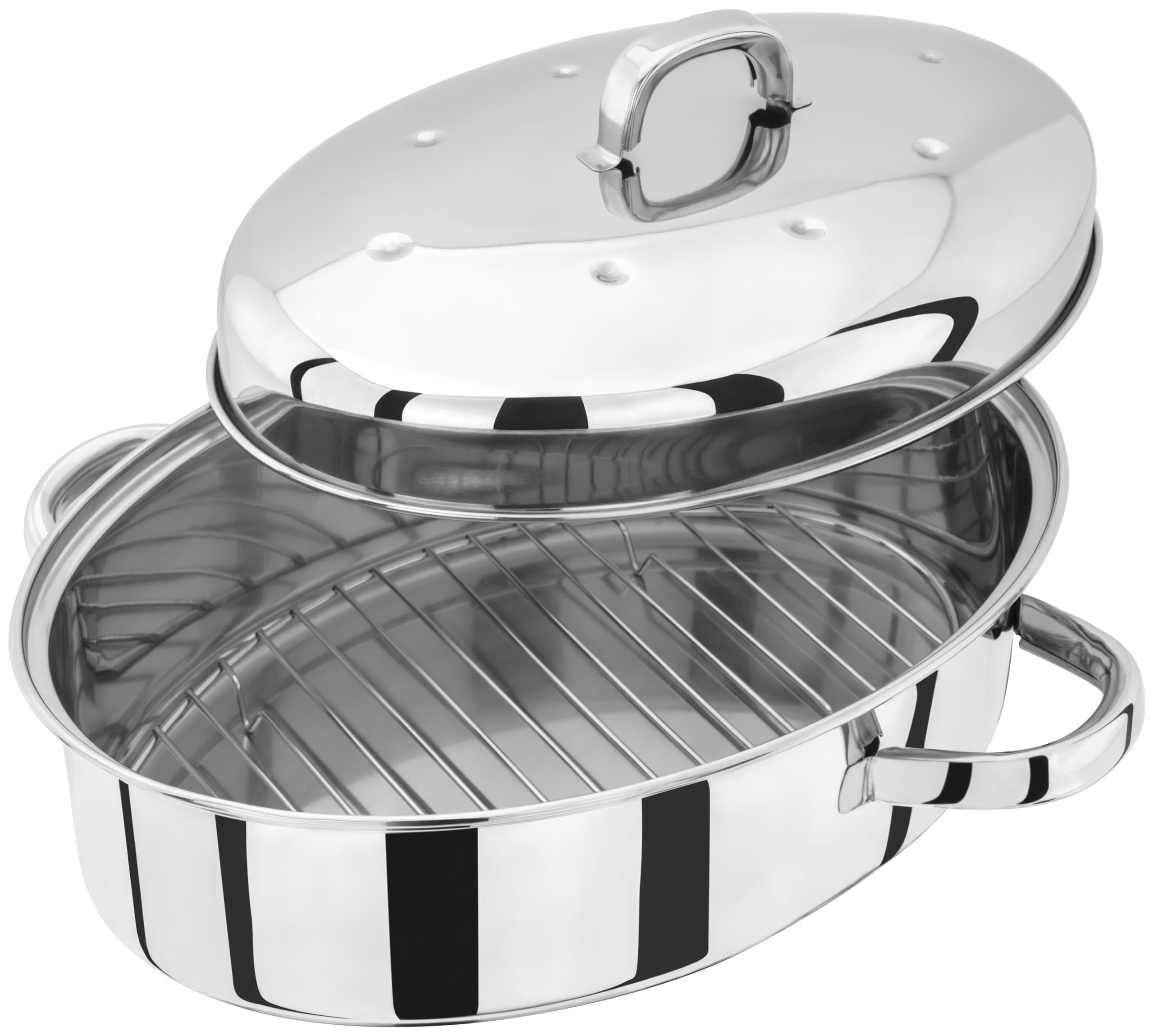 Judge Stainless Steel High Roaster with Rack and Self Basting Lid 32cm x 22cm x 18.5cm Oven Safe