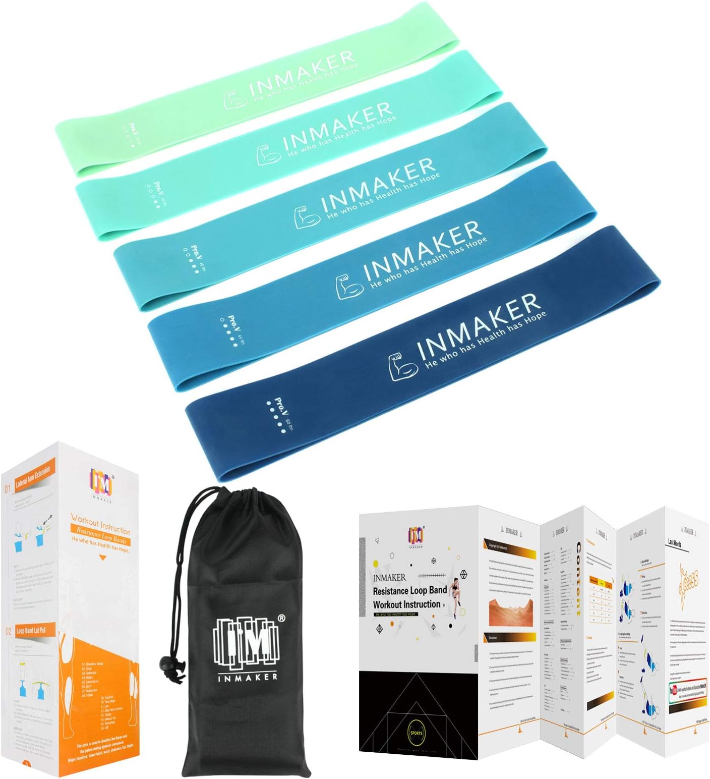 INMAKER Workout Bands Resistance for Women, Leg Bands for Working Out, Resistant Excersize Bands for Butt and Legs