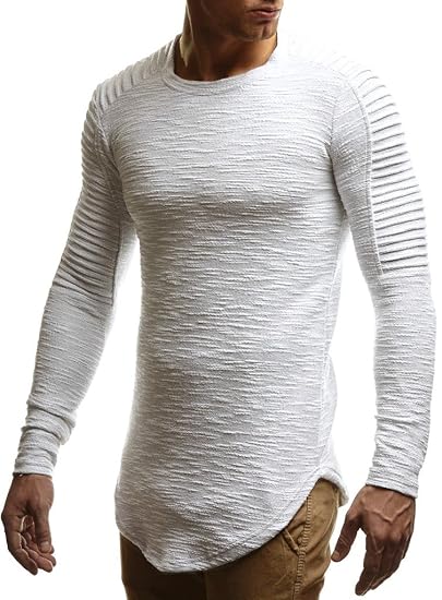 LEIF NELSON Herren Pullover Rundhals-Ausschnitt | Schwarzer Männer Longsleeve | dünner Pulli Sweatshirt Langarmshirt Crew Nec