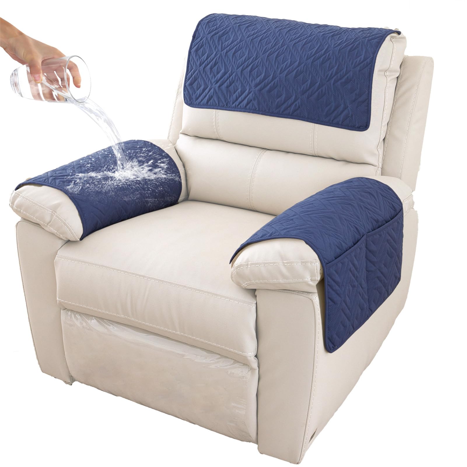 GYHH Sofa Armrest Cover, Headrest Cover for Recliner Chair Arm Cover,Armchair Slipcover Nonslip Quilted Furniture Protector for Pets Leather Sofa Couch