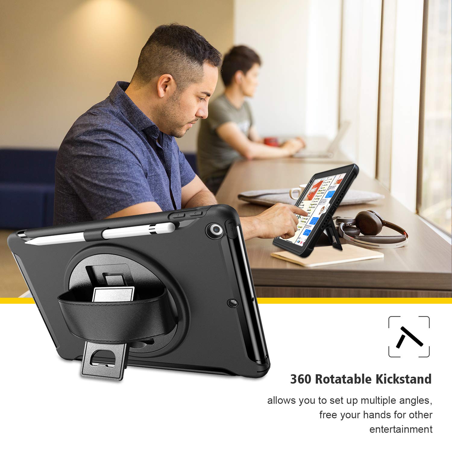 ProCase Rugged Heavy Duty Case for iPad 10.2 inch Case 2021 9th Gen / 2020 8th Gen / 2019 7th Gen, Shockproof Cover Case with Handle and Rotating Kickstand for 10.2