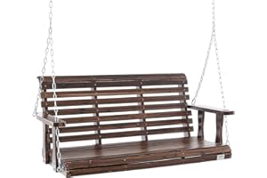 VEVOR Outdoor Wooden Porch Swing, 880lbs 4.5FT Heavy Duty Haning Porch Swings Bench Chair for Patio, Garden and Courtyard