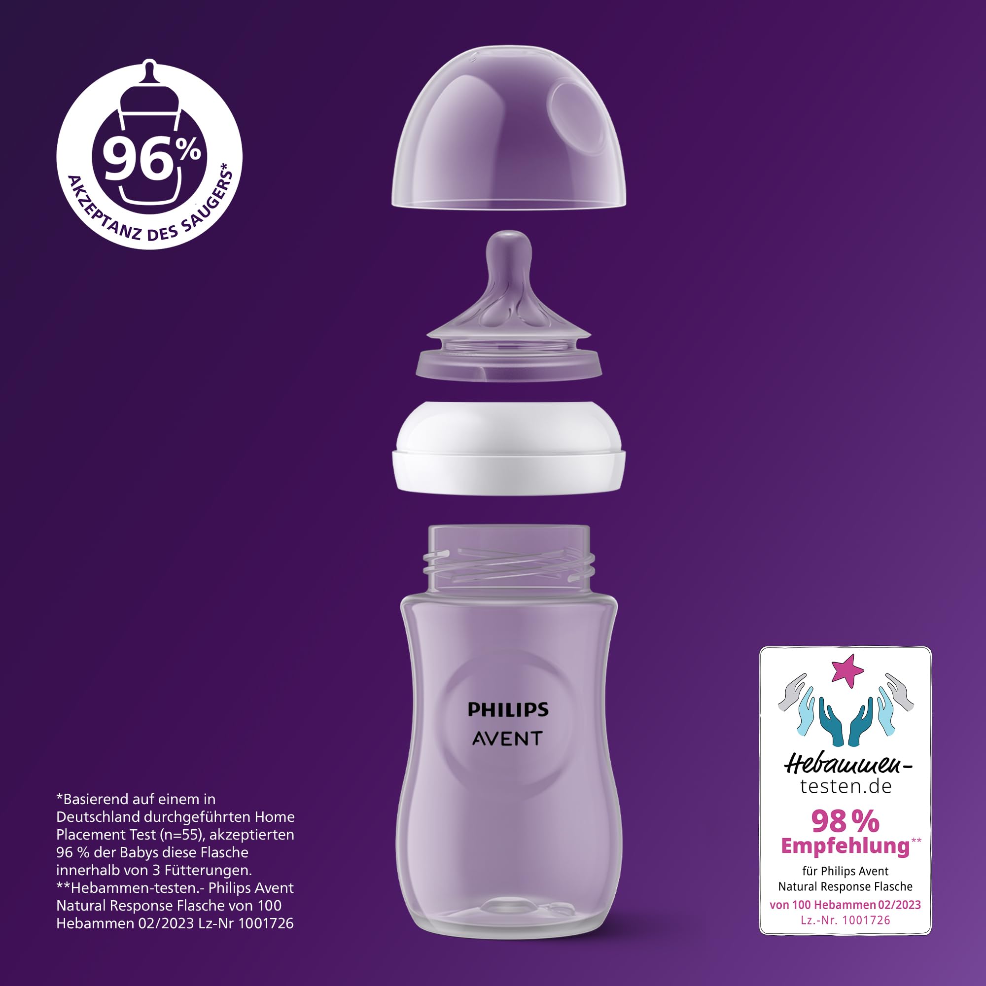 AVENT Natural Response Geschenkset für Babys: 2x Natural Response Flaschen 260 ml (ab 1 Monat), 4x ultra air Schnuller (0-6M) (Modell SCD837/13) 2