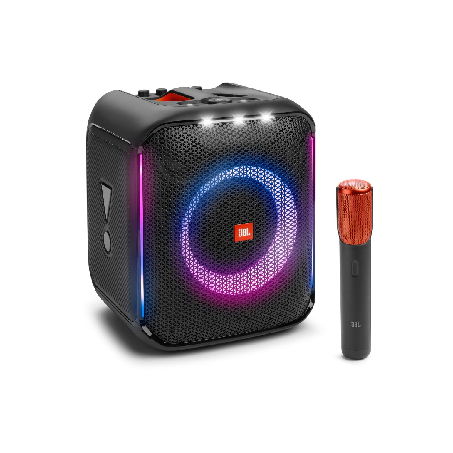 JBL PartyBox Encore ワイヤレススピーカー 100W ライトショー マイク付属 IPX4 防水 10時間再生 カラオケ Bluetooth AUX入力 USBメモリ入力 アプリ対応 JBLPBENCORE1MICJN商品画像