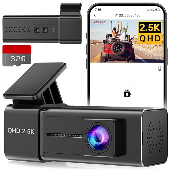 DASH CAM, 2.5K WIFI DASH CAMERA FOR CARS, E-YEEGER MINI DASHCAM WITH APP, FRONT CAR CAMERA, G-SENSOR, LOOP RECORDING, NIGHT VISION, 24H PARKING MODE, 32G SD CARD INCLUDED, SUPPORT 256GB MAX
