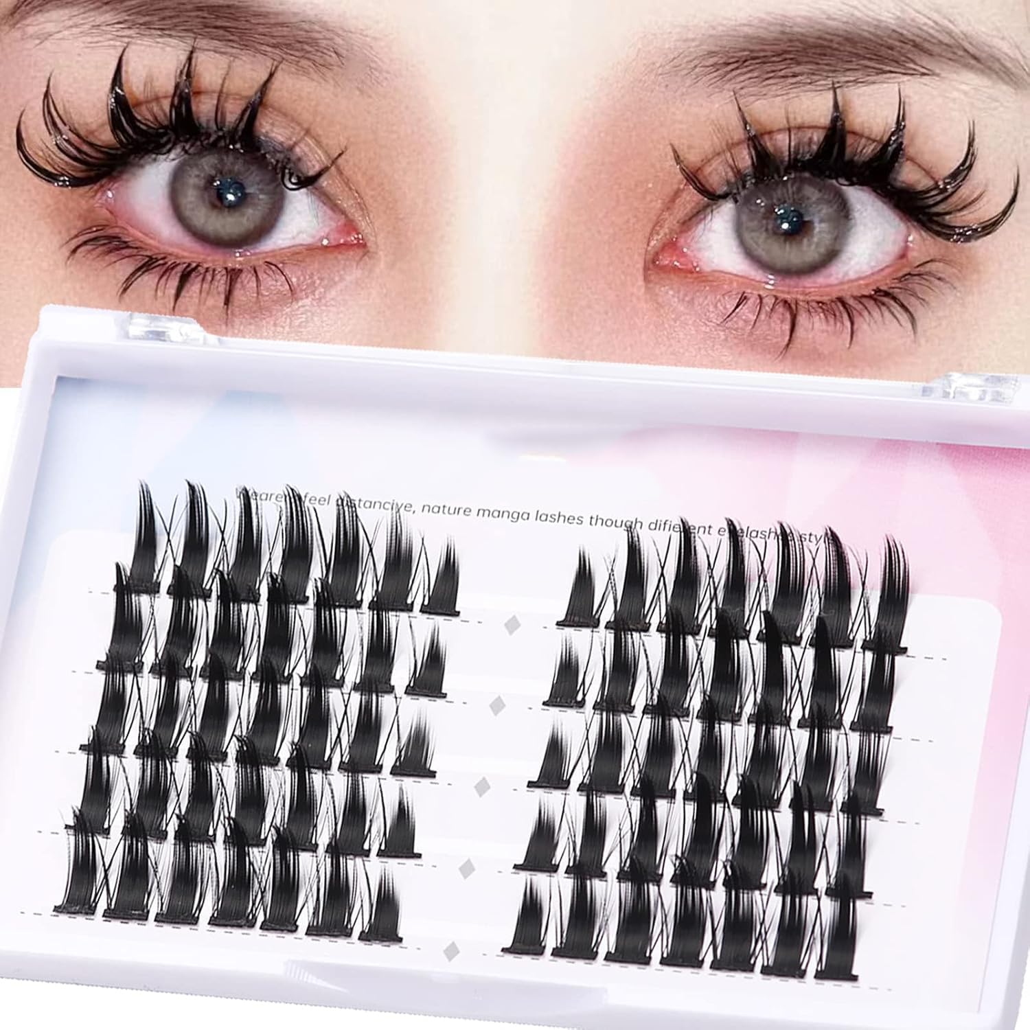 Manga Lashes Natural Look Individual Lash Wispy Silky Anime Eyelashes Cluster Japanese Cosplay False Eyelashes Reusable, Look Like Extensions DIY At Home(cosplay lashes)