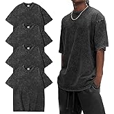 Eiscntd Men's Oversized T-Shirts Heavyweight Cotton Vintage Washed Loose Fit Unisex Baggy Tee Shirts