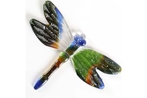 Dragonfly Stained Glass Jewels for Crafting Tiffany Lampshades Window Panels Suncatchers Accent Wall BIEYE GJDRM-M (Multicolored, M-3.8Lx2.8W)
