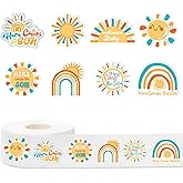JarThenaAMCS 1000Pcs Boho Rainbow Decal Here Comes The Son Adhesive Sealing Labels First Trip Around The Sun Sticker for Baby Shower Birthday Party Favor, 8 Design