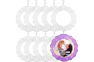 XIHEYOMI 10 Pack 8 Inch Sublimation Wind Spinner Blanks, 3D Aluminum Wind Powered Kinetic Sculpture, Spinner Suspension Trim for Yards & Gardens（Round）