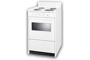 SUMMIT APPLIANCE Summit 20” Electric Range, 220V Electric Coil Burners, Large 2.46 cu.ft Oven with Window, ADA Complaint, White- WEM110W