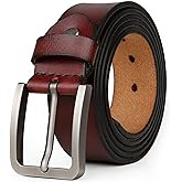 JingHao Mens Belt Big and Tall 30"-65",Genuine Leather Belts for Men,Casual Work Dress Jeans Belt,Black Brown Width 1.45" A18