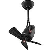 Matthews DI-BK-WDBK Diane Damp Rated 90° Oscillating 16" Directional Ceiling Fan with Remote, Best for Small Spaces or Near H
