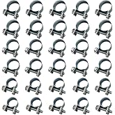 ZIMISI 30PCS 1/4" 5/16" 3/8" Fuel Injection Gas Line Hose Clamps, Stainless Steel Fuel Line Hose Clamp Assortment Kit, Adjustable Pipe Clamp for Automotive, Diesel Petrol Pipe